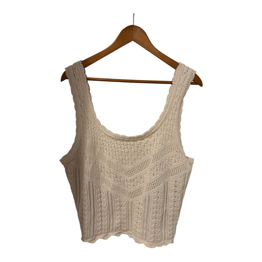 Women’s Crocheted Boho Festival Cropped Tank By And Now This Cream Size XXL